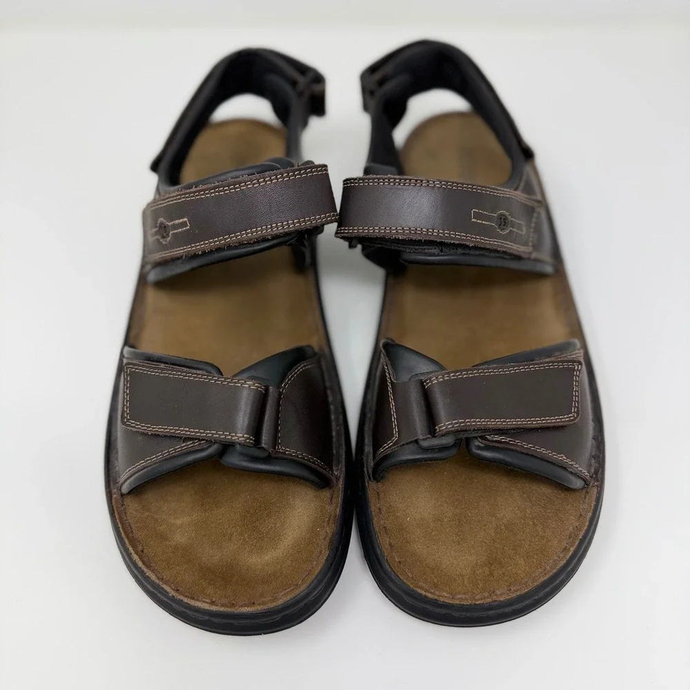 Josef Seibel Mens 44 US Brown Leather Adjustable Strap Sport Sandals Gorpcore